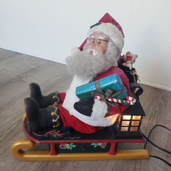 Vtg 1993 Holiday Creations Animated Musical Santa Christmas Sled Sleigh Works - Picture 10 of 13